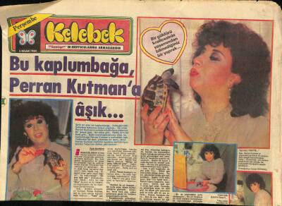 Hürriyet Gazetesi Kelebek Eki 5 Nisan 1984 - Bu Kaplumbağa , Perran Kutmana Aşık... GZ114800 - 1