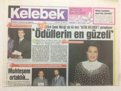 Hürriyet Gazetesi Kelebek Eki 5 Şubat 1991 - Bülent Ersoy Yılın En Sevilen Kadın Sanatçısı Seçildi GZ50159 - 1