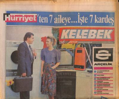 Hürriyet Gazetesi Kelebek Eki 6 Ağustos 1989 - Halk Seçti Tv Yayınlıyor - Taner Şener - İbrahim Tatlıses - Nilüfer GZ90712 - 1