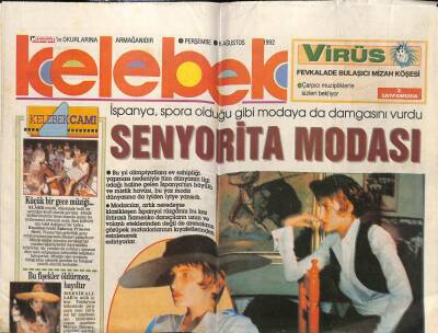 Hürriyet Gazetesi Kelebek Eki 6 Ağustos 1992 - Senyorita Modası GZ63681 - 2