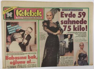 Hürriyet Gazetesi Kelebek Eki 6 Nisan 1983 - Müşerref Tezcan Ve Giydiği Elbiselerin Kilosu GZ13093 - 1