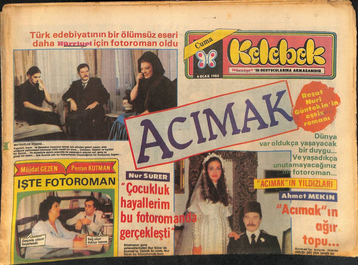 Hürriyet Gazetesi Kelebek Eki 6 Ocak 1984 - İstanbul Cemiyet Haberleri - Paris'te Ünlüler Gecesi - Bobby'nin İlk Sinema Filmi GZ147386 - 1