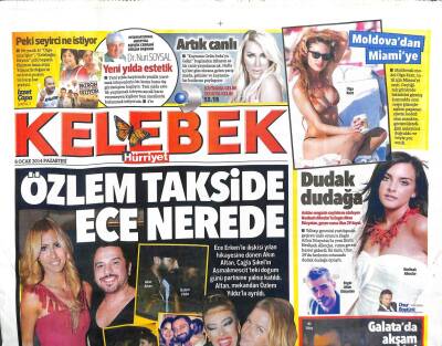 Hürriyet Gazetesi Kelebek Eki 6 Ocak 2014 - Emre Altuğ-Çağla Şıkel, Akın Altan-Özlem Yıldız GZ104900 - 1