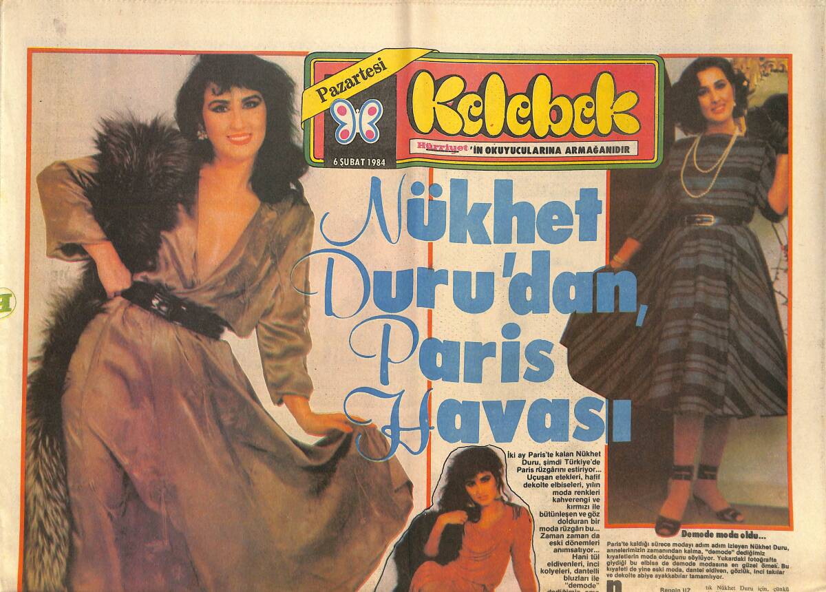 Hürriyet Gazetesi Kelebek Eki 6 Şubat 1984 - Nükhet Duru'dan Paris Havası GZ141746 - 1