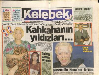 Hürriyet Gazetesi Kelebek Eki 6 Şubat 1992 - Yasemin Yalçın İle Levent Kırca Bir Kez Daha Yılın Komedi Sanatçısı Seçildiler GZ115250 - 1
