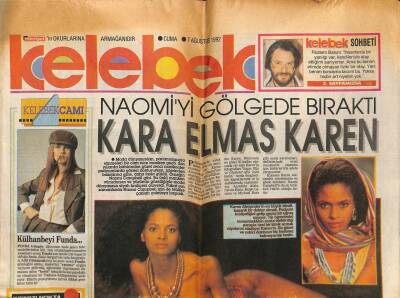 Hürriyet Gazetesi Kelebek Eki 7 Ağustos 1992 - Kara Elmas Karen GZ78629 - 1