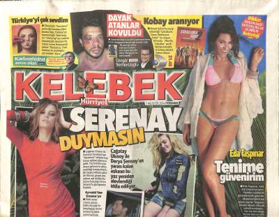 Hürriyet Gazetesi Kelebek Eki 7 Ağustos 2014 - İlhan Şeşen Sağlığım Yerinde - Eda Taşpınar Tenime Güvenirim GZ116350 - 1