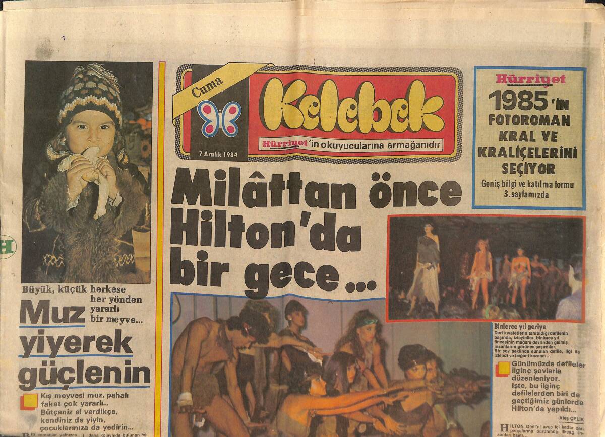 Hürriyet Gazetesi Kelebek Eki - 7 Aralık 1984 - Milattan Önce Hilton'da Bir Gece - Mehmet Ali Erbil'in İkinci Evliliği GZ142538 - 1
