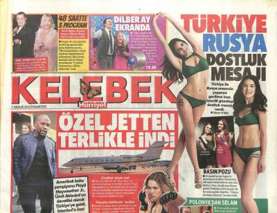 Hürriyet Gazetesi Kelebek Eki 7 Aralık 2015 - Özel Jetten Terlikle İndi GZ107671 - 1