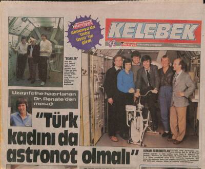 Hürriyet Gazetesi Kelebek Eki 7 Eylül 1988 - Uzayı Fethe Hazırlanan Dr. Renateden Mesaj Türk Kadını da Astronot Olmalı GZ90315 - 1