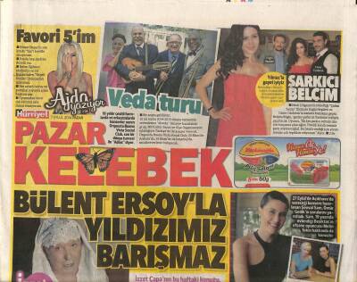 Hürriyet Gazetesi Kelebek Eki 7 Eylül 2014 - Bülent Emrah Parlak Ve Burcu Gönder Arasında Aşk Bitti - Şarkıcı Belçim Bilgin GZ95499 - 1