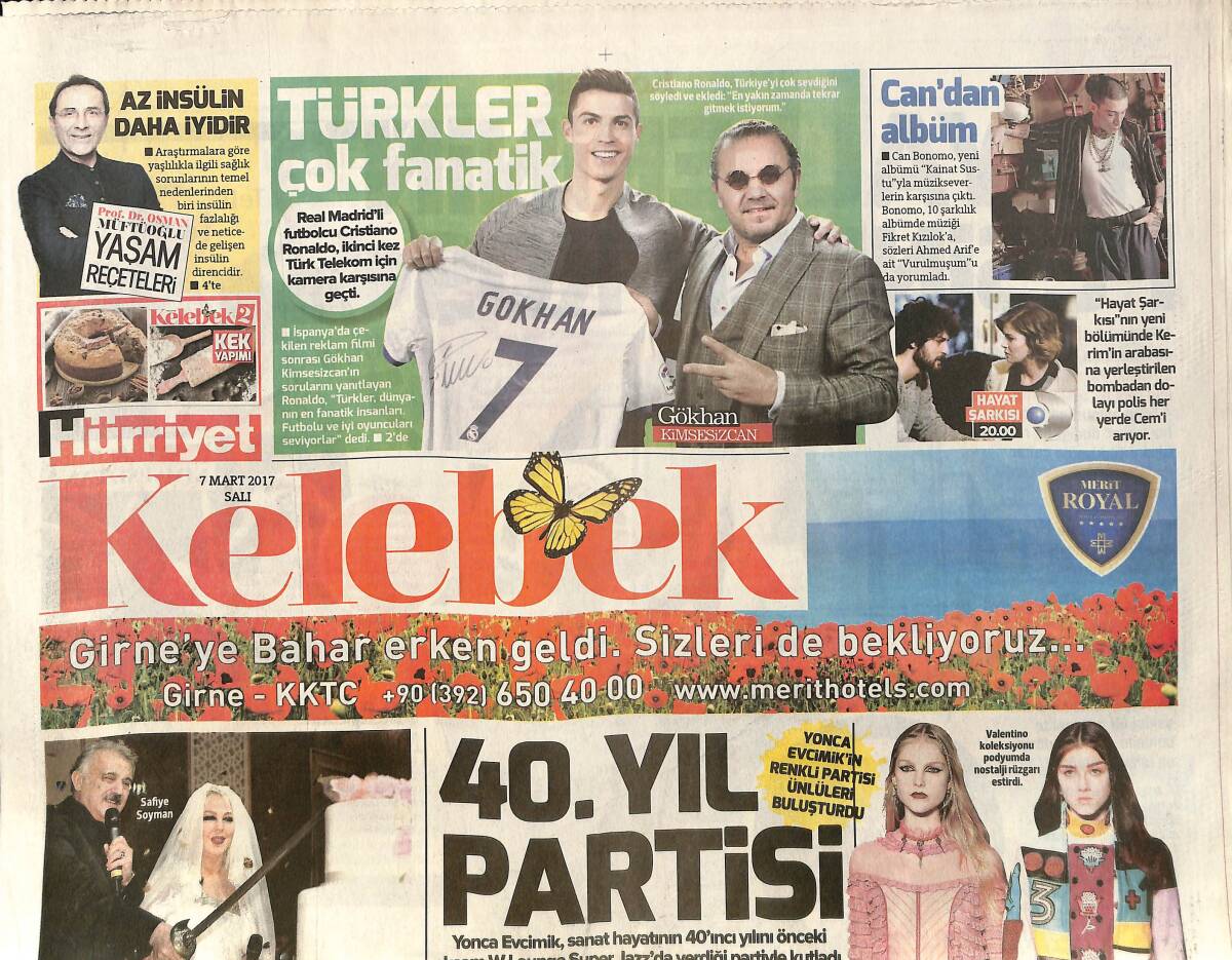 Hürriyet Gazetesi Kelebek Eki 7 Mart 2017 - C.Ronaldo 