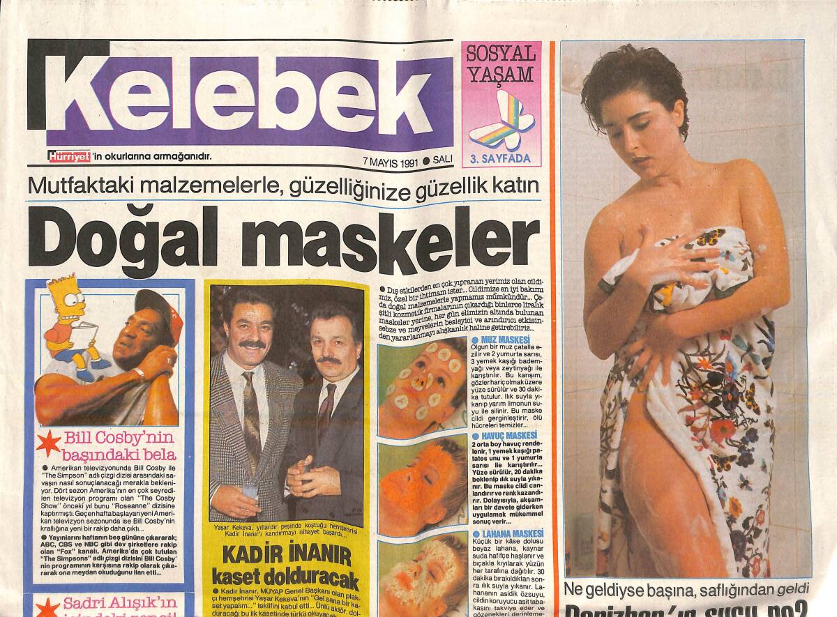 Hürriyet Gazetesi Kelebek Eki 7 Mayıs 1991 - Kadir İnanır Kaset Dolduracak? - Ertürk Yöndem Perde Arkası'nda Sığınmacıları Ele Alıyor! GZ138073 - 1