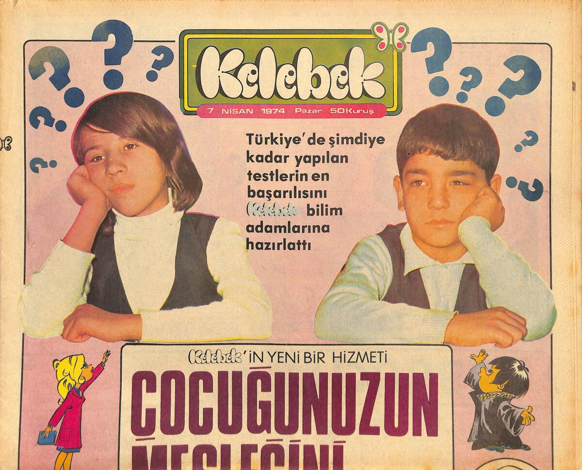 Hürriyet Gazetesi Kelebek Eki 7 Nisan 1974 - Aşık Veysel'in Sazını Hakan Balamir Çalacak - 1974 Oscar'ında Sürpriz GZ147378 - 1