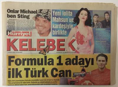 Hürriyet Gazetesi Kelebek Eki 7 Nisan 2005 - Formula 1 Adayı İlk Türk Can Artam , Madonnanın İşkence Aleti Türkiyede Plates GZ20011 - 1