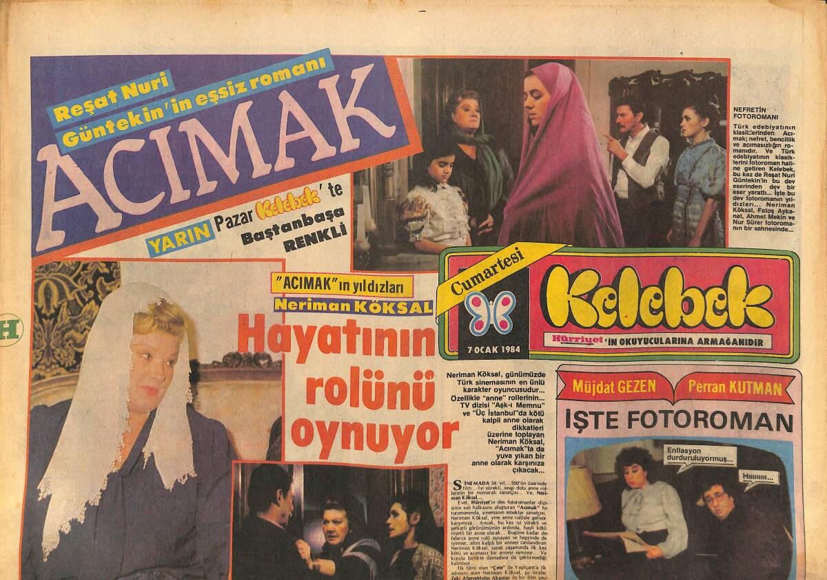Hürriyet Gazetesi Kelebek Eki 7 Ocak 1984 - Neriman Köksal, Hayatının Rolünü Oynuyor - Hollywood'da Jean Harlow Yılı GZ147387 - 1