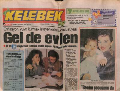 Hürriyet Gazetesi Kelebek Eki 7 Ocak 1990 - Meltem Doğanay,Keşke Anne Olsam GZ63515 - 2