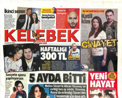 Hürriyet Gazetesi Kelebek Eki 7 Ocak 2014 - Merve Boluğur Ve Murat Dalkılıç Önceki Akşam İlk Kez El Ele Görüntülendi GZ116101 - 1