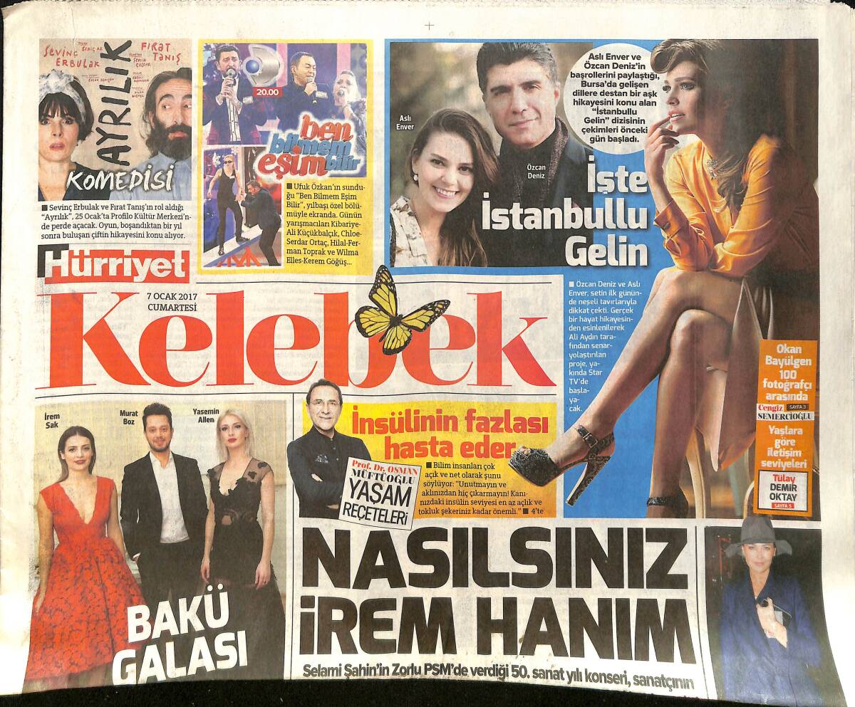 Hürriyet Gazetesi Kelebek Eki 7 Ocak 2017 - Murat Boz, İrem Sak Ve Yasemin Allen Bakü Galasında - Selami Şahinin Konserinde Emel Sayında Sahneye Çıktı GZ154309 - 1