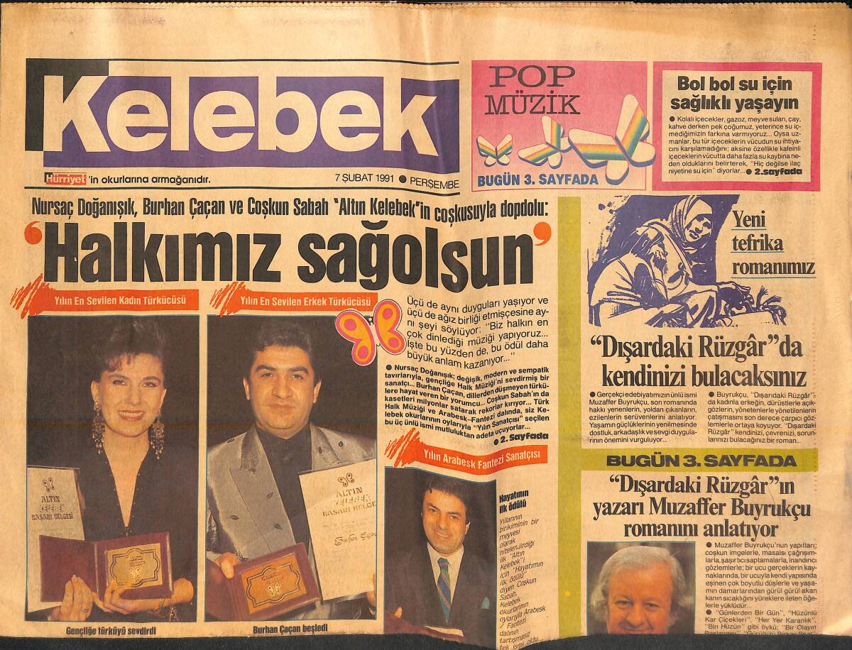 Hürriyet Gazetesi Kelebek Eki 7 Şubat 1991 - Taner Şener 40 Senedir Sahnelerde Rekora Koşuyor! - Burhan Çaçan: Halkımız Sağolsun! GZ138060 - 1