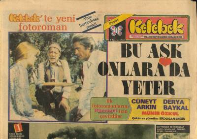 Hürriyet Gazetesi Kelebek Eki 8 Ağustos 1982 - Cüneyt Arkın-Derya Baykal Fotoroman GZ114581 - 1