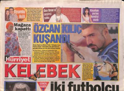 Hürriyet Gazetesi Kelebek Eki 8 Ağustos 2005 - Özcan Deniz Ve Bülent Polat , Keloğlan Kara Prense Karşı Filmi İçin Kılıç Dersi Almaya Başladı GZ91992 - 1