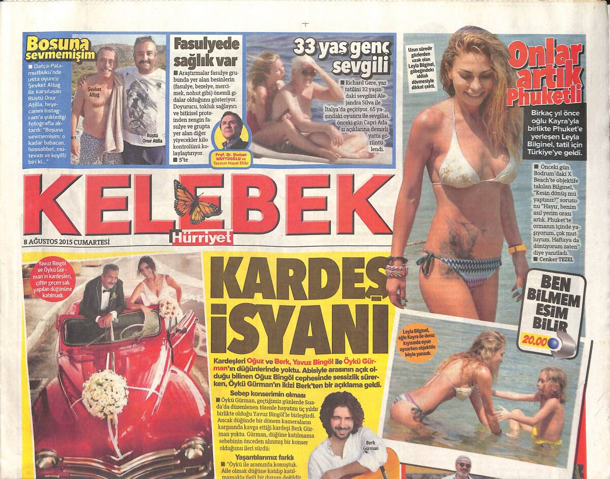 Hürriyet Gazetesi Kelebek Eki 8 Ağustos 2015 - Harbiye'de Karadeniz Rüzgarı - Bizans Prensi Tolgahan Sayışman GZ135815 - 1