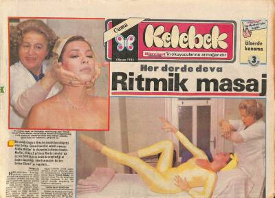 Hürriyet Gazetesi Kelebek Eki 8 Kasım 1985 -Boyun Kireçlenmesinden Şikayetçi Olan Selma Güneri,Kendini Estetik Uzmanı Feriha Mullerin Ellerine Bıraktı GZ90672 - 1