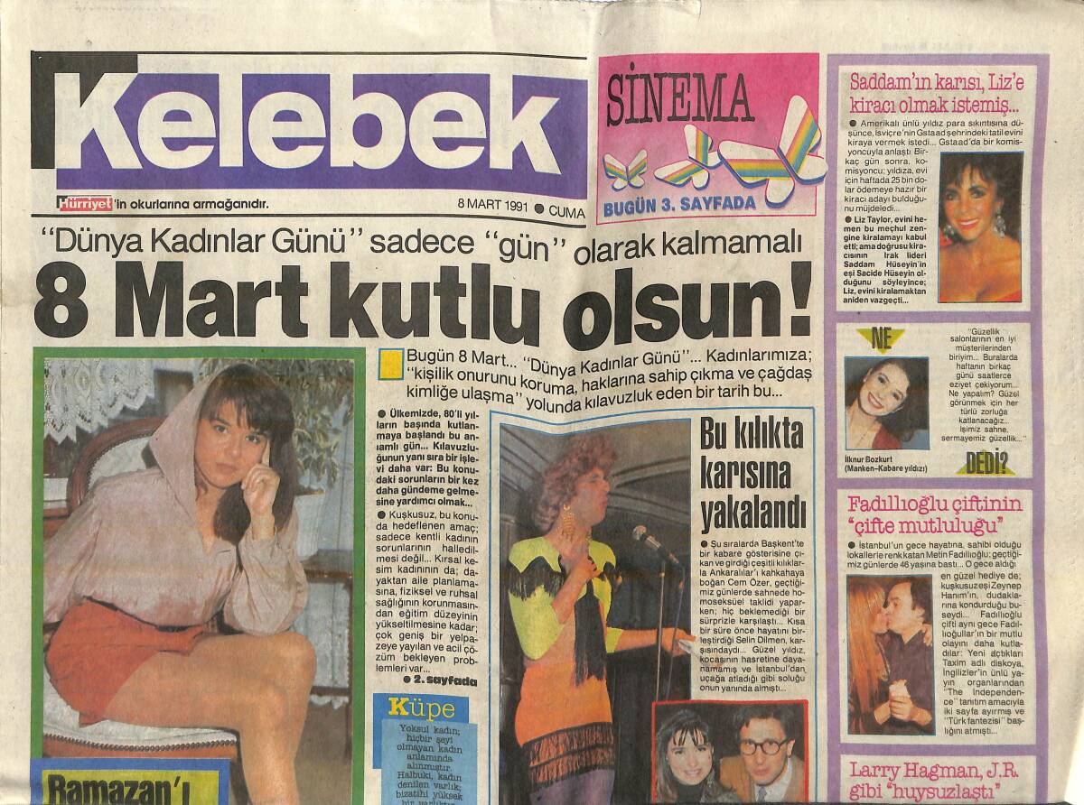 Hürriyet Gazetesi Kelebek Eki 8 Mart 1991 - Kuruntu Usulü Taverna Eğlencesi! - Modada, Bahar Çılgınlıkları! GZ138424 - 1