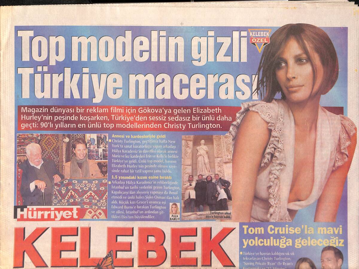 Hürriyet Gazetesi Kelebek Eki 8 Nisan 2005 - Zeynep Özal: Fransızca Kitap İçin Daha İddialı Pozlar Vereceğim - Top Model'in Gizli Türkiye Macerası GZ3191 - 1