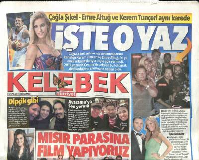 Hürriyet Gazetesi Kelebek Eki 8 Ocak 2015 - Çağla Şıkel - Emre Altuğ Ve Kerem Tunçeri Aynı Karede GZ100722 - 1