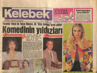 Hürriyet Gazetesi Kelebek Eki 8 Şubat 1991 - Yasemin Yalçın İle Menteş , İlk Altın Kelebeklerini Aldılar GZ123049 - 1