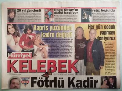 Hürriyet Gazetesi Kelebek Eki 8 Temmuz 2005 Fötrlü Kadir İnanır Sarışın Fatma Girik -GZ37924 - 1