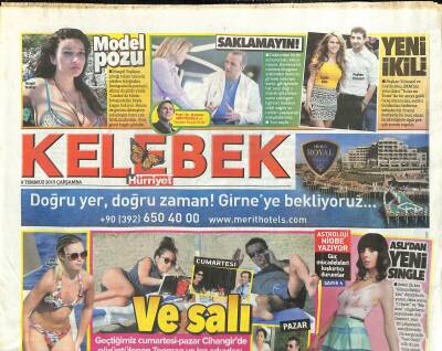 Hürriyet Gazetesi Kelebek Eki 8 Temmuz 2015 - Justin Bieber Çıplak GZ115988 - 1