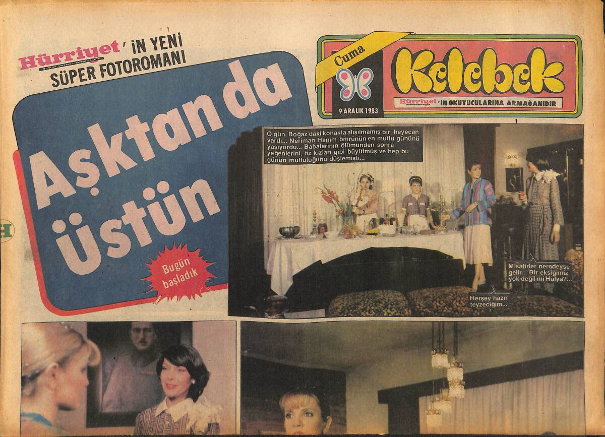 Hürriyet Gazetesi Kelebek Eki 9 Aralık 1983 - Kadınların Yazdığı Casus Romanlarının Zevkine Doyulmuyor - Nokta Şaşkın Damat'la Tiyatroya Veda Ediyor GZ147391 - 1