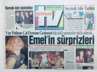 Hürriyet Gazetesi Kelebek Eki 9 Ekim 1993 - Emelin Sürprizleri, Sahne Çöktü GZ42785 - 1