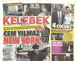Hürriyet Gazetesi Kelebek Eki 9 Ekim 2014 - Cem Yılmazla New Yorkta GZ100140 - 2