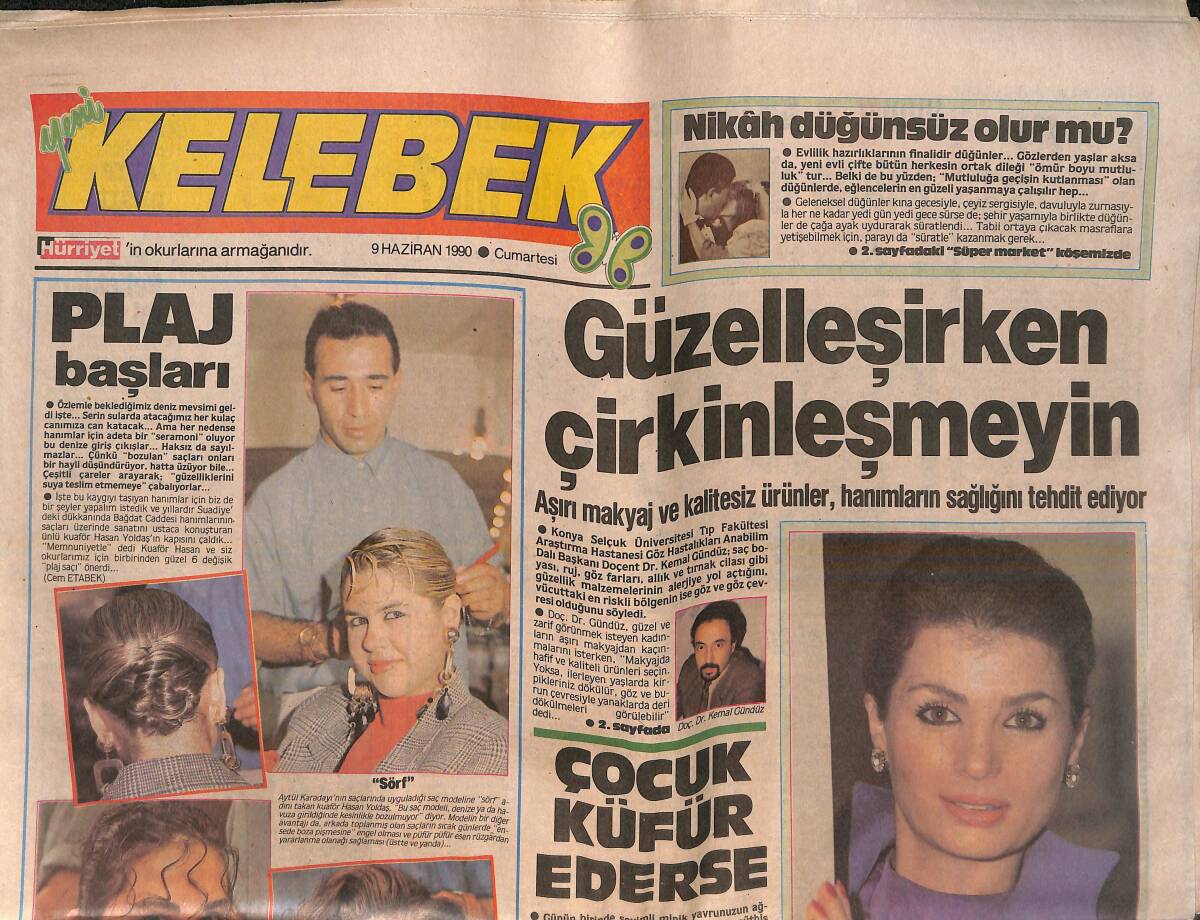 Hürriyet Gazetesi Kelebek Eki 9 Haziran 1990 - Politika Sırası Ayşe Mine'de - Gençler Bakan Akyol'u Terletti! GZ138068 - 1