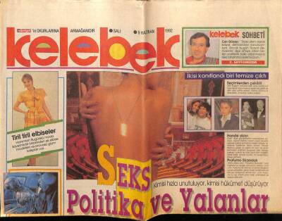 Hürriyet Gazetesi Kelebek Eki 9 Haziran 1992 - Seks Politika Ve Yalanlar GZ75690 - 1
