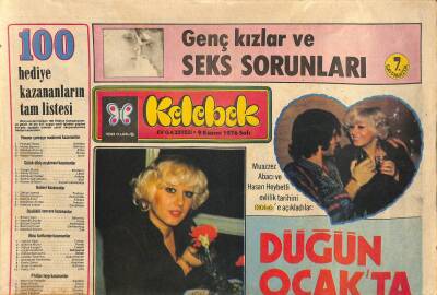 Hürriyet Gazetesi Kelebek Eki 9 Kasım 1976 - Muazzez Abacı Ve Hasan Heybetli Evlilik Tarihini Kelebeke Açıkladılar GZ115191 - 1