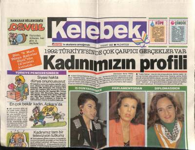 Hürriyet Gazetesi Kelebek Eki 9 Mart 1992 - Kadınımızın Profili GZ63905 - 2