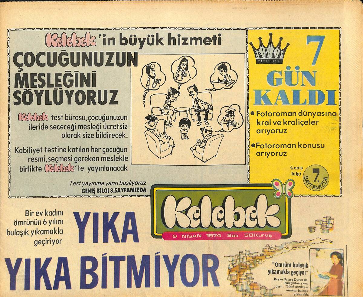 Hürriyet Gazetesi Kelebek Eki 9 Nisan 1974 - Fatma Girik Olayının İçyüzü GZ147335 - 1