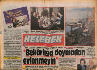 Hürriyet Gazetesi Kelebek Eki 9 Ocak 1988 - Eski Dışişleri Bakanı Vahit Halefoğlu Bekarlığa Doymadan Evlenmeyin - 1