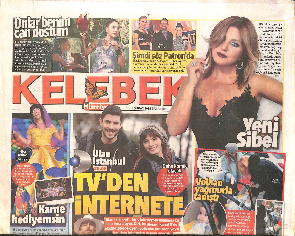 Hürriyet Gazetesi Kelebek Eki 9 Şubat 2015 - Yeni Sibel Can GZ160222 - 1