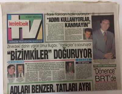 Hürriyet Gazetesi Kelebek TV Eki 14 Mart 1993 - Trtnin Para Makineleri Bizimkiler Ve Bir Başka Gece GZ25168 - 1