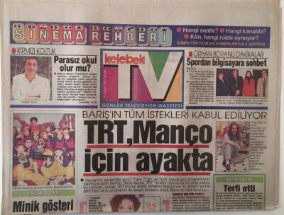 Hürriyet Gazetesi Kelebek TV Eki 17 Ocak 1993 - TRT Barış Manço İçin Ayakta , Barış Mançodan İstifa Mektubu GZ18075 - 1