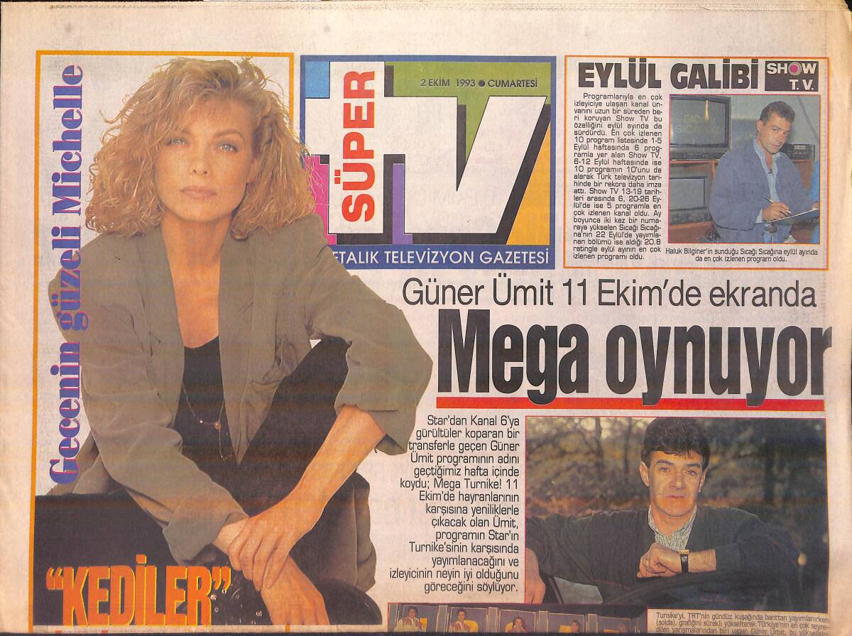Hürriyet Gazetesi Kelebek TV Eki 2 Ekim 1993 - Adnan Şenses Dağıtacak - Rauf Denktaş'ın Kızı Ender Denktaş: Politikasız Yaşam İstiyorum GZ156203 - 1