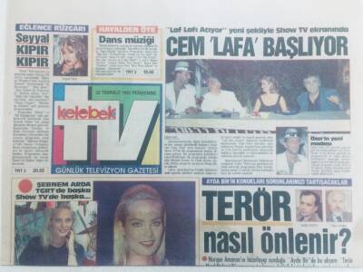 Hürriyet Gazetesi Kelebek Tv Eki 22 Temmuz 1993 - Kalbin Sırrı Gözlerde Saklı GZ40449 - 1