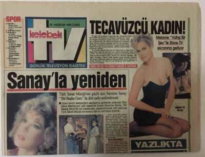 Hürriyet Gazetesi Kelebek TV Eki 26 Haziran 1993 - Türk Sanat Müziğinin Güçlü İsmi Samime Sanay Bir Başka Gece de Dört Şarkı Seslendirecek GZ20005 - 1