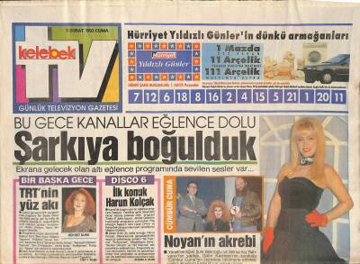 Hürriyet Gazetesi Kelebek TV Eki 5 Şubat 1993 - Süper Saatte Bu Hafta Bülent Ersoy Ekrana Gelecek GZ126258 - 1